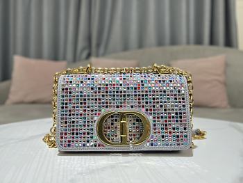 Fortok Dior Small Caro Bag Multicolor Embroidery With Crystal 20x12x7cm