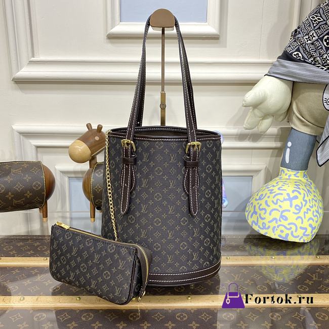 Fortok Louis Vuitton Mini Lin Petit Bucket Bag 23x15x26cm - 1