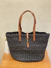 Fortok Saint Laurent Raffia Tote Bag Black 38x20x21cm - 1