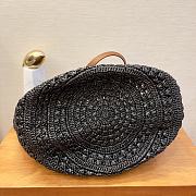 Fortok Saint Laurent Raffia Tote Bag Black 38x20x21cm - 3