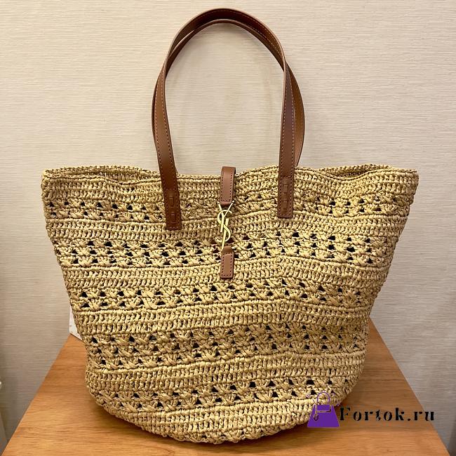 Fortok Saint Laurent Raffia Tote Bag Beige 48x30x26cm - 1