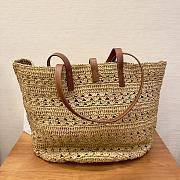 Fortok Saint Laurent Raffia Tote Bag Beige 48x30x26cm - 4