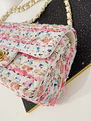 Fortok Chanel White/Multiicolor Quilted Tweed New Mini Classic Flap Bag 20cm - 6