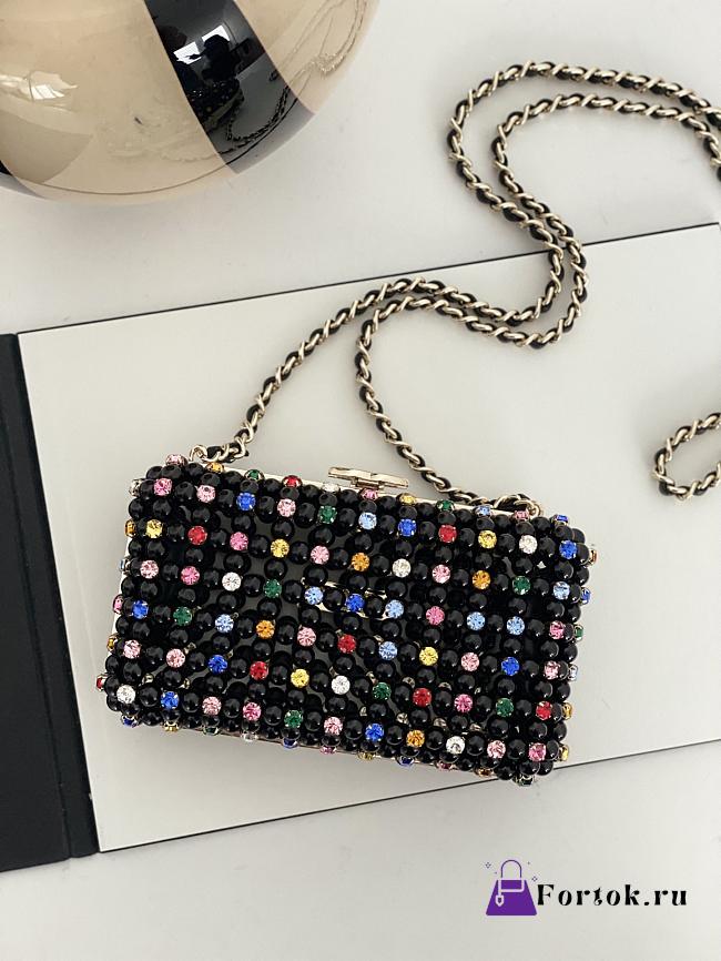 Fortok Chanel 2023 SS Pearl Bag Black 17x11x7cm - 1