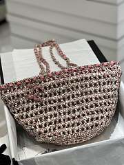 Fortok Chanel Crochet Mixed Fibres Gold Tone Metal Beige Pink 20x36x12cm - 1