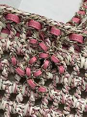 Fortok Chanel Crochet Mixed Fibres Gold Tone Metal Beige Pink 20x36x12cm - 6