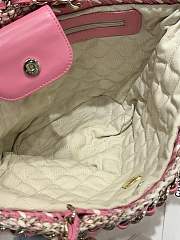 Fortok Chanel Crochet Mixed Fibres Gold Tone Metal Beige Pink 20x36x12cm - 5