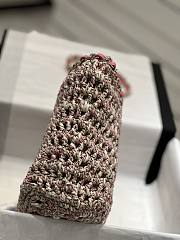 Fortok Chanel Crochet Mixed Fibres Gold Tone Metal Beige Pink 20x36x12cm - 4