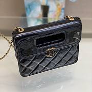 Fortok Chanel Mini Flap Bag With Top Handle Patent Calfskin&Gold-Tone Metal Black - 3