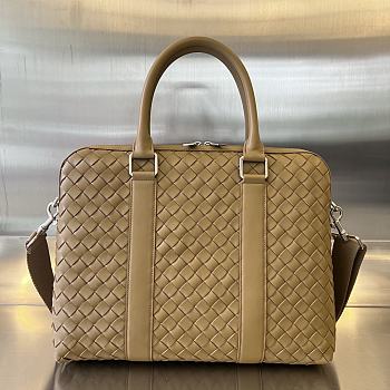 Fortok Bottega Veneta Slim Intrecciato Briefcase Beige 36x29x7.5cm