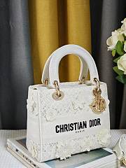 Fortok Dior Lady D-lite Bag White Reverse Jouy 24x20x11cm - 6