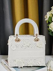 Fortok Dior Lady D-lite Bag White Reverse Jouy 24x20x11cm - 4