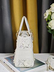 Fortok Dior Lady D-lite Bag White Reverse Jouy 24x20x11cm - 3