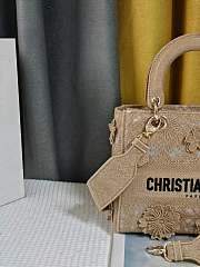 Fortok Dior Lady D-lite Bag Beige Reverse Jouy 24x20x11cm - 5