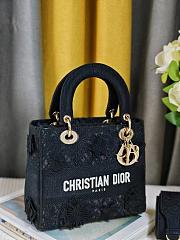 Fortok Dior Lady D-lite Bag Black Reverse Jouy 24x20x11cm - 3