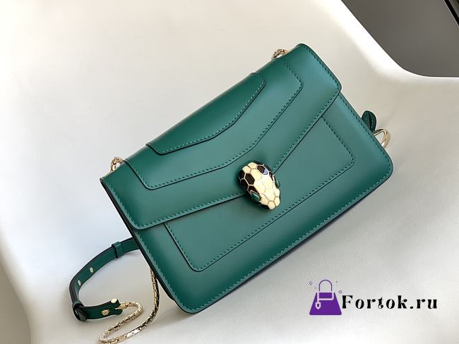 Fortok Bvlgari Serpenti Forever Classic Bag Green 22.5x5x14cm - 1