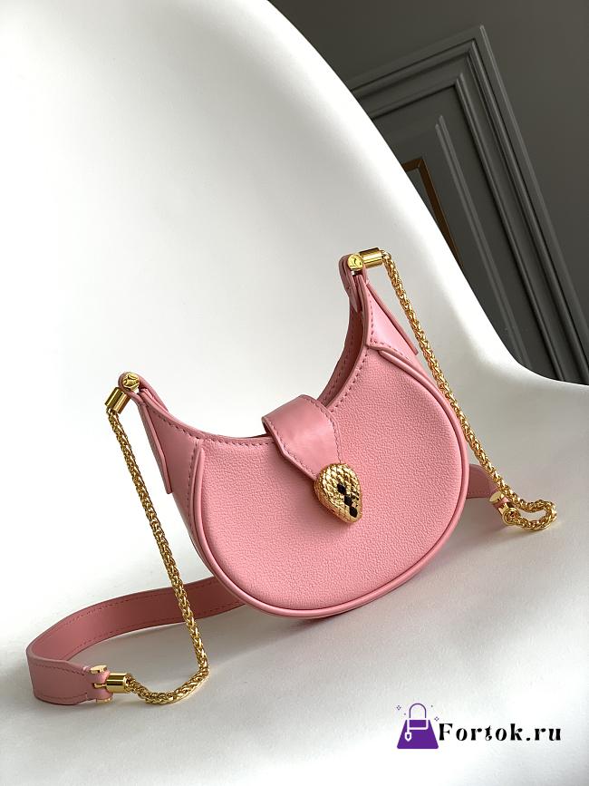 Fortok Bvlgari Serpenti Ellipse Micro Bag Pink 13x8x3.5cm - 1