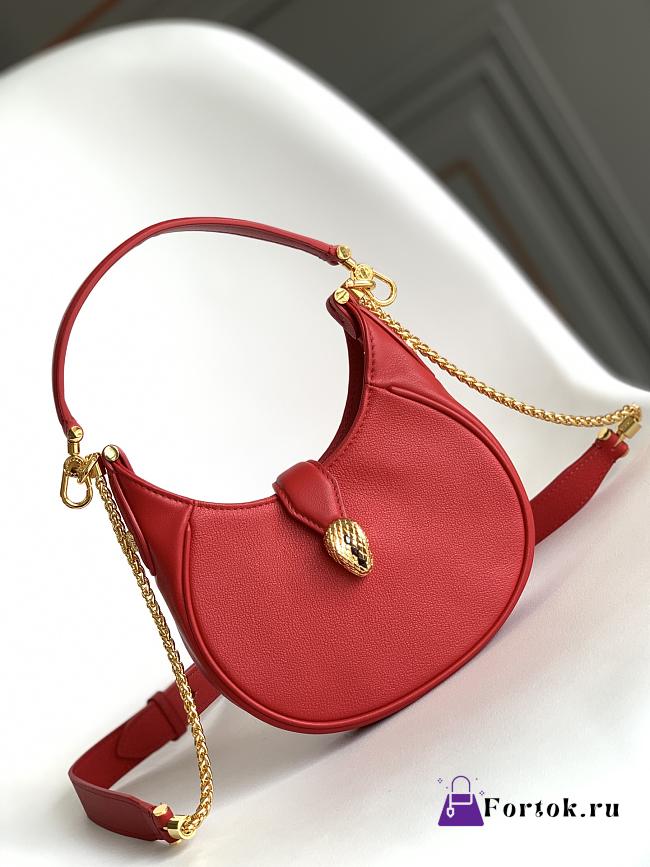 Fortok Bvlgari Serpenti Ellipse Micro Bag Red 13x8x3.5cm - 1