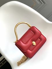 Fortok Bvlgari Red x Mary Katrantzou Leather Top Handle Bag 19.2x15x6cm - 1