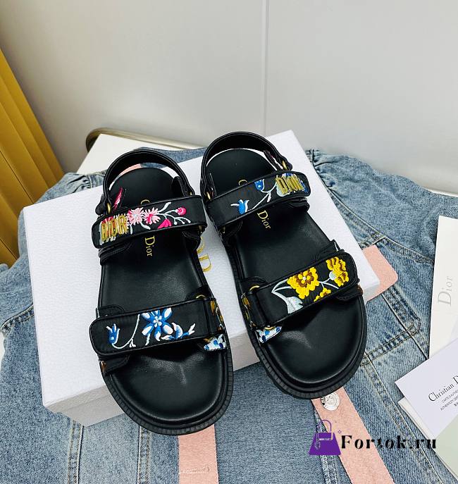 Fortok Dior Dioract Multicolor Fabric Sandals Black - 1