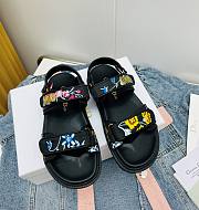 Fortok Dior Dioract Multicolor Fabric Sandals Black - 1
