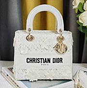 Fortok Dior Lady D-lite Bag White Reverse Jouy 24x20x11cm - 1