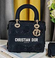 Fortok Dior Lady D-lite Bag Black Reverse Jouy 24x20x11cm - 1