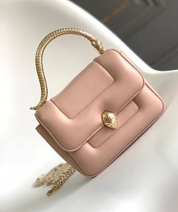 Fortok Bvlgari Pink x Mary Katrantzou Leather Top Handle Bag 19.2x15x6cm