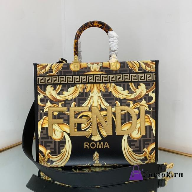 Fortok Fendi Sunshine Medium Fendace Printed FF Leather Bag 35×17×31cm - 1