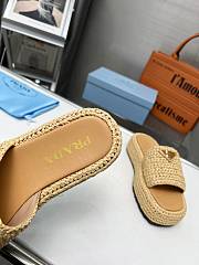 Fortok Prada Crochet Flatform Slides Beige  - 4