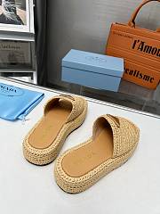 Fortok Prada Crochet Flatform Slides Beige  - 2