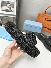 Fortok Prada Crochet Flatform Slides Black - 5