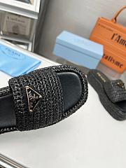Fortok Prada Crochet Flatform Slides Black - 4