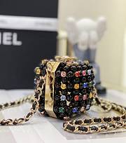 Fortok Chanel Mini Evening Bag Glass Pearls & Gold-Tone Metal Black & Multicolour - 6