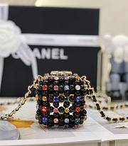 Fortok Chanel Mini Evening Bag Glass Pearls & Gold-Tone Metal Black & Multicolour - 5