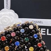 Fortok Chanel Mini Evening Bag Glass Pearls & Gold-Tone Metal Black & Multicolour - 2