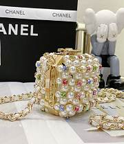 Fortok Chanel Mini Evening Bag Glass Pearls&Gold-Tone Metal White&Multicolour - 2