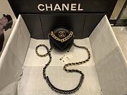 Fortok Chanel 21 Round Bag Sheepskin Black 12cm   - 1