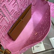 Fortok Fendi Baguette F Logo Embroidered Bag in Pink 26x13x6cm - 3
