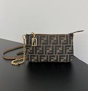 Fortok Fendi Baguette Pouch Brown Jacquard FF Fabric Clutch - 1