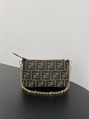 Fortok Fendi Baguette Pouch Brown Jacquard FF Fabric Clutch - 6