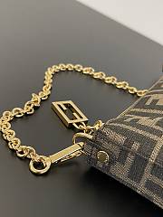 Fortok Fendi Baguette Pouch Brown Jacquard FF Fabric Clutch - 3