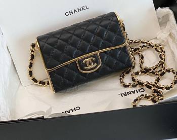 Fortok Chanel Black Evening Bag Sparkle Gold Metal 13cm