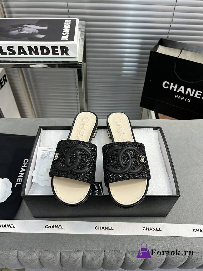 Fortok Chanel Slides Black/Beige  - 1
