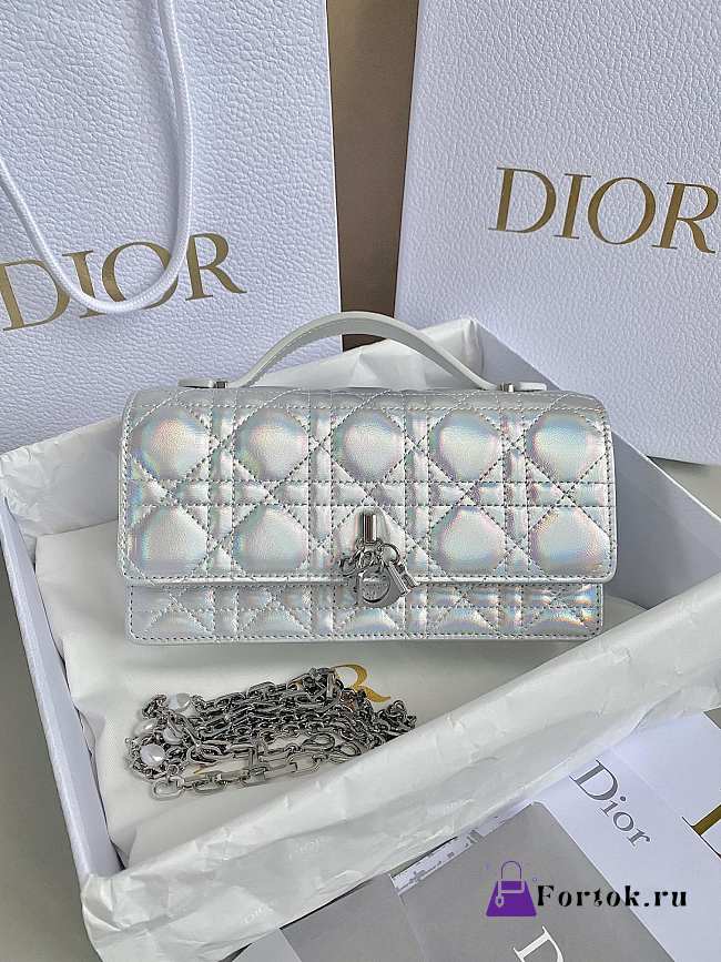 Fortok Dior Miss Mini Bag Iridescent Metallic Silver-Tone Cannage Lambskin - 1