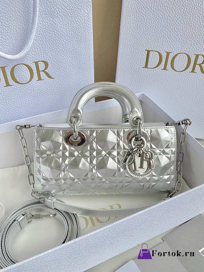Fortok Dior D-Joy Bag Diamond Silver 22.5×12×5.5cm - 1