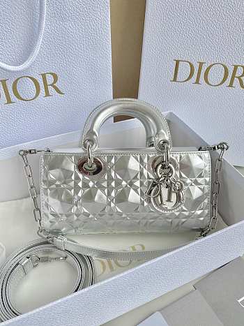 Fortok Dior D-Joy Bag Diamond Silver 22.5×12×5.5cm