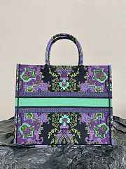 Fortok Dior Book Tote Multicolor Dior Indian Purple Embroidery 42x35x18.5cm - 3