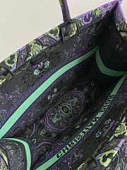 Fortok Dior Book Tote Multicolor Dior Indian Purple Embroidery 42x35x18.5cm - 6