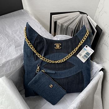 Fortok Chanel CC Denim Shopping Bag 34×36×7cm